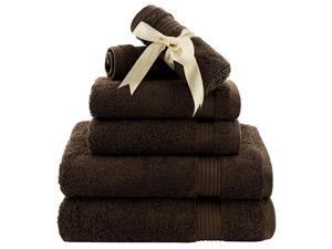 Absorbent amp Soft Hotel Quality Cotton 6 Piece Turkish Towel Set for Kitchen amp Decorative Bathroom Sets Includes 2 Bath Towels 2 Hand Towels 2 Washcloths Chocolate Brown