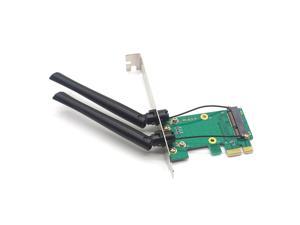 Weastlinks Mini PCI-E to PCI-E 1X Desktop Adapter Convertor with Two Antennas for Wireless Wifi Network Card