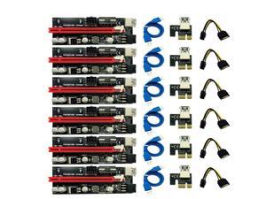 Weastlinks 6Pcs Ver009S Usb 3.0 Pci-E Riser Ver 009S Express 1X 4X 8X 16X Extender Riser Adapter Card Sata 15Pin to 6 Pin Power Cable