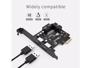 Weastlinks 2 Port USB3.0 PCI-E Expansion Card Adapter PCI-E to 2 Port USB 3.0 HUB Controller Adapter Card with 19 Pin Power Supply PCI-E Extender Card