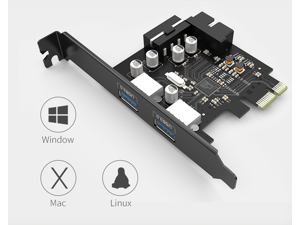 Weastlinks PCIE to 2 Port USB 3.0 PCI-e Internal 20Pin Adapter PCI Express 5.0Gbps 19Pin FL1100 chipset support WIN10 WIN8 MAC OS
