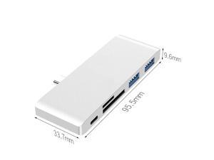 Weastlinks 5 in1 USB C Hub Multiports USB Adapter for Macbook Pro Type C to USB3.0 SD TF Card Reader Adapter