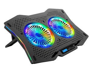 AICHESON Full RGB Lights Laptop Cooling Cooler Pad 2 Turbine Fans for 14-17.3 Inch Gaming Notebooks