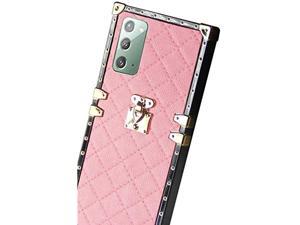 Note20 5G Case Trunk Compatible With Samsung Galaxy Note 20/ Note20 5G Cases Square Plaid Girly Cover Bumper Rectangle Box Galaxynote20 4G For Girls Women 20Note Pretty Stylish Funda 6.7 Inch (Pink)