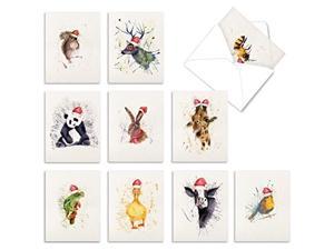  10 Christmas Animal S With Envelopes  Boxed Assorted Seasons Greetings Holiday Set 4 X 512 Inch  Wildlife Expressions Holiday M2973xsg