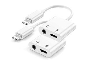 [Apple Mfi Certified] 2 In 1 Lightning To 3.5Mm Earphone Audio & Charger Splitter Adapter,Iphone Headphone Adapter Connector For Iphone 13/13 Pro/12/11/Xs/Xr/X/8, Support Call & Music Control