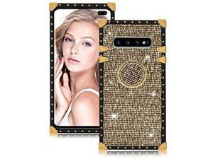 For Galaxy S10 Plus Square Glitter Case Bling Diamond Sparkle Glitter With Ring Holder Kickstand Case For Samsung Galaxy S10 Plus Case With Tpu Bumper Shockproof Case For Galaxy S10 Plus Gold