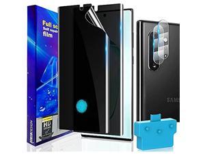 Nc [2+2 Pack] Compatible With Samsung Galaxy Note 10 Plus 5G Privacy Screen Protector And Camera Lens Protector [Support Fingerprint Unlock] [With Alignment Tool] Flexible Black Tpu Film
