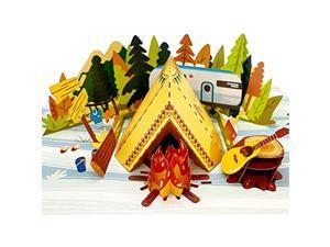 Family Camping 3D Greeting Pop Up Card - Happy Retirement, Fathers Day, Summer, Holiday, Mountain, Outdoor, Thank You, Birthday Card For Friend, Sister, Brother