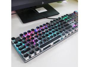 Black Metal Colorful Backlight Steampunk Retro Desktop Mechanical Keyboard Multifunctional Brown Axis