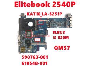 598763-001 610548-001 Mainboard For HP Elitebook 2540P Laptop Motherboard KAT10 LA-5251P With I5-520M CPU QM57 100% Test Working