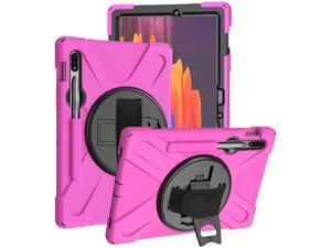 Galaxy Tab S7 11 T870 Case Shockproof Heavy Duty Durable Dual-Layer Cover Kickstand Handstrap Shoulderstrap Sling for Samsung Galaxy Tab S7 2020 SM-T870 (Shield Hot Pink)