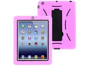 iPad 9.7 Case, iPad 2 3 4 Case, Shockproof Heavy Duty Durable Dual-Layer Cover, Kickstand for Apple iPad 9.7-in 2nd, 3rd, 4th Gen (Old Model, 2011~2012) (Hybrid Black/Light Pink)