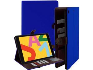 iPad 10.2 Case, Fits iPad 7th 8th Gen, PU Leather Folio Portfolio Canvas Protective Case Cover, Slim, Lightweight with Card/ID Slots for Apple iPad 7th 8th Generation (Dark Blue)