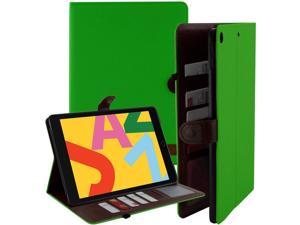 iPad 10.2 Case, Fits iPad 7th Gen, PU Leather Folio Portfolio Canvas Protective Case Cover, Slim, Lightweight with Card/ID Slots for Apple iPad 7th Generation (Green)