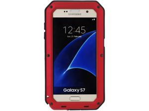 Galaxy S7 Case,Mangix 3C-Aone Gorilla Glass Luxury Aluminum Alloy Protective Metal Extreme Shockproof Military Bumper Finger Scanner Cover Shell Case Skin Protector for Samsung Galaxy S7 (Red)