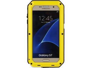 Galaxy S7 Case,Mangix 3C-Aone Gorilla Glass Luxury Aluminum Alloy Protective Metal Extreme Shockproof Military Bumper Finger Scanner Cover Shell Case Skin Protector for Samsung Galaxy S7 (Yellow)