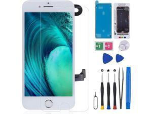 for iPhone 8 Plus Screen Replacement with Home Button, MrR.OMW LCD Touch Display Digitizer Full Assembly Pre-Assembled Front Camera Sensor Earpiece, with Tempered Glass and Repair Tools, 5.5inch White