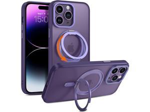 Case for iPhone 14 Pro Max Magnetic Case Compatible with Magsafe with 360 Rotatable Ring Holder Invisible Stand Slim Translucent Men Women Shockproof Protective Phone Cover 67 InchPurple