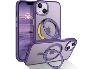 Case for iPhone 1413 Magnetic Case Compatible with Magsafe with 360 Rotatable Ring Holder Invisible Stand Slim Translucent Men Women Shockproof Protective Phone Cover 61 InchPurple