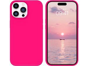 Design for iPhone 14 Pro Max Case Neon Pink Liquid Silicone Gel Rubber Phone Cover Cute Soft Microfiber Lining AntiScratch Slim Bumper Shockproof Protective Case 67 Inch Hot Pink