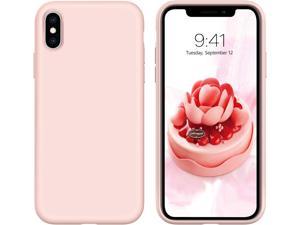 Case for iPhone XiPhone Xs 58 inch Liquid Silicone Women Girls Slim Soft Gel Rubber Microfiber Cloth Lining Cushion NonSlip Shockproof Protective Phone Case Cover Light Pink