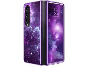 Samsung Galaxy Z Fold 4 Case Galaxy Z Fold4 5G Case 76 Inch 2022 Slim Soft Nebula Space Pattern Women Girls Glow in The Dark Luminous Shockproof Protective Phone Cases Cover Space Purple