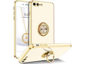 Case for iPhone 8 PlusiPhone 7 Plus with Rotatable Ring Holder Magnetic Kickstand Women Girls Slim Silicone Finger Loop Shockproof Protective Phone Cover for iPhone 8 Plus7 Plus 55White