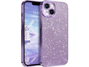 Case for iPhone 13 Slim Fit Clear Case  Glitter Bling Sparkly Paper Piece 2Layer Women Girls Girly Soft Shockproof Protective Phone Cases Cover for iPhone 13 61 Inch 2021 Purple