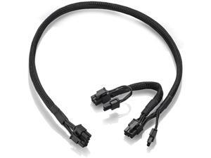 OwlTree Braided ATX PSU 8 Pin Male to Dual 8 Pin 6+2 Pin PCIe Male GPU Power Supply Splitter Adapter Cable for Corsair Modular Power Supply 23.6inch + 5.9inch Tinned Copper Wire 18AWG