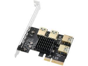 MZHOU PCI Express Multiplier Riser Card - PCI-E 4X to External 4 PCI-E USB 3.0 Converter Adapter Card for Bitcoin ETH Mining Miner Device