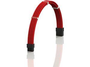 LINKUP - 30cm PCI-E 8P(6+2) GPU PSU Power Supply Braided Sleeved Custom Mod PC Extension Cable w/CombsStrong & Stiff DesignSingle Pack300mm - Red