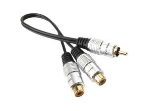 metal RCA Female to Dual 2RCA Male Gold Plated Adapter Stereo Splitter Y Audio CableRCA F2 RCA M 1 Male to 2 Female