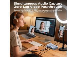 Guermok 4K USB3.0 Video Capture Card With PD 100W, 4K@60FPS Or 2K@144FPS HDMI To USB-A/C Capture Card For Streaming, Works With Pad, Tablet, MacOS