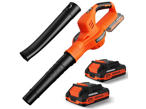 Leaf Blower Cordless - 21V Powerful Electric Leaf Blower with 2 Batteries and Charger, 2 Speed Modes, 2.0Ah Lightweight Battery Powered Leaf Blowers for Lawn Care, Patio, Dust, Blowing Leaves