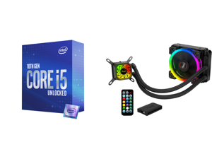 Intel Core i5-10600K Comet Lake 6-Core 4.1 GHz LGA 1200 125W BX8070110600K Desktop Processor Intel UHD Graphics 630 and Rosewill PB120-RGB 120mm AIO CPU Liquid Cooler All-In-One Closed Loop PC Water Cooling Quiet Addressable RGB Ring Fan In Intel Core i5-10600K Comet Lake 6-Core 4.1 GHz LGA 1200 125W BX8070110600K Desktop Processor Intel UHD Graphics 630 and Rosewill PB120-RGB 120mm AIO CPU Liquid Cooler All-In-One Closed Loop PC Water Cooling Quiet Addressable RGB Ring Fan In