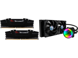 G.SKILL Ripjaws V Series 32GB (2 x 16GB) 288-Pin DDR4 SDRAM DDR4 3200 (PC4 25600) Desktop Memory Model F4-3200C16D-32GVK and MasterLiquid ML280 Mirror ARGB Close-Loop AIO CPU Liquid Cooler Mirror ARGB Pump 280 Radiator Dual SickleFlow 140mm G.SKILL Ripjaws V Series 32GB (2 x 16GB) 288-Pin DDR4 SDRAM DDR4 3200 (PC4 25600) Desktop Memory Model F4-3200C16D-32GVK and MasterLiquid ML280 Mirror ARGB Close-Loop AIO CPU Liquid Cooler Mirror ARGB Pump 280 Radiator Dual SickleFlow 140mm