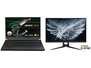 GIGABYTE AORUS 15G YC - 15.6" FHD IPS Anti-Glare 240Hz - Intel Core i7-10870H - NVIDIA GeForce RTX 3080 Laptop GPU 8GB GDDR6 32GB RAM 1TB SSD Win10 Home - Gaming Laptop (AORUS 15G YC-8US2450SH) and AORUS FI27Q-P 27" 165Hz 1440P HBR3 G-SYNC GIGABYTE AORUS 15G YC - 15.6" FHD IPS Anti-Glare 240Hz - Intel Core i7-10870H - NVIDIA GeForce RTX 3080 Laptop GPU 8GB GDDR6 32GB RAM 1TB SSD Win10 Home - Gaming Laptop (AORUS 15G YC-8US2450SH) and AORUS FI27Q-P 27" 165Hz 1440P HBR3 G-SYNC