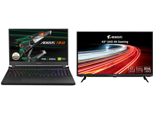 GIGABYTE AORUS 15G YC - 15.6" FHD IPS Anti-Glare 240Hz - Intel Core i7-10870H - NVIDIA GeForce RTX 3080 Laptop GPU 8GB GDDR6 32GB RAM 1TB SSD Win10 Home - Gaming Laptop (AORUS 15G YC-8US2450SH) and AORUS FV43U 43" QLED UHD 4K 3840 x 2160 14 GIGABYTE AORUS 15G YC - 15.6" FHD IPS Anti-Glare 240Hz - Intel Core i7-10870H - NVIDIA GeForce RTX 3080 Laptop GPU 8GB GDDR6 32GB RAM 1TB SSD Win10 Home - Gaming Laptop (AORUS 15G YC-8US2450SH) and AORUS FV43U 43" QLED UHD 4K 3840 x 2160 14
