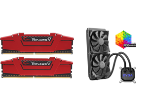 G.SKILL Ripjaws V Series 16GB (2 x 8GB) 288-Pin DDR4 SDRAM DDR4 3200 (PC4 25600) Desktop Memory Model F4-3200C16D-16GVRB and EVGA CLC 280mm All-In-One RGB LED CPU Liquid Cooler 2x FX13 140mm PWM Fans Intel AMD 400-HY-CL28-V1 G.SKILL Ripjaws V Series 16GB (2 x 8GB) 288-Pin DDR4 SDRAM DDR4 3200 (PC4 25600) Desktop Memory Model F4-3200C16D-16GVRB and EVGA CLC 280mm All-In-One RGB LED CPU Liquid Cooler 2x FX13 140mm PWM Fans Intel AMD 400-HY-CL28-V1