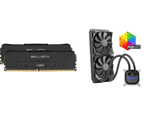 Crucial Ballistix 3200 MHz DDR4 DRAM Desktop Gaming Memory Kit 16GB (8GBx2) CL16 BL2K8G32C16U4B (BLACK) and EVGA CLC 280mm All-In-One RGB LED CPU Liquid Cooler 2x FX13 140mm PWM Fans Intel AMD 400-HY-CL28-V1 Crucial Ballistix 3200 MHz DDR4 DRAM Desktop Gaming Memory Kit 16GB (8GBx2) CL16 BL2K8G32C16U4B (BLACK) and EVGA CLC 280mm All-In-One RGB LED CPU Liquid Cooler 2x FX13 140mm PWM Fans Intel AMD 400-HY-CL28-V1