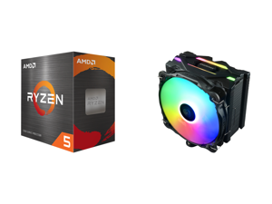 AMD Ryzen 5 5600X 3.7 GHz Socket AM4 100-100000065BOX Desktop Processor and Enermax ETS-F40 Addressable RGB CPU Air Cooler 200W+ TDP for Intel/AMD Universal Socket 4 Direct Contact Heat Pipes 140mm Silent PWM Fan - Black AMD Ryzen 5 5600X 3.7 GHz Socket AM4 100-100000065BOX Desktop Processor and Enermax ETS-F40 Addressable RGB CPU Air Cooler 200W+ TDP for Intel/AMD Universal Socket 4 Direct Contact Heat Pipes 140mm Silent PWM Fan - Black