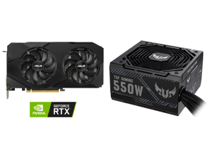 ASUS GeForce RTX 2060 Overclocked 6G GDDR6 Dual-Fan EVO Edition VR Ready HDMI DisplayPort DVI Graphics Card (DUAL-RTX2060-O6G-EVO) and ASUS TUF GAMING 550W Bronze PSU Power Supply Axial-tech Fan Design Dual Ball Fan Bearings 0dB Technology ASUS GeForce RTX 2060 Overclocked 6G GDDR6 Dual-Fan EVO Edition VR Ready HDMI DisplayPort DVI Graphics Card (DUAL-RTX2060-O6G-EVO) and ASUS TUF GAMING 550W Bronze PSU Power Supply Axial-tech Fan Design Dual Ball Fan Bearings 0dB Technology