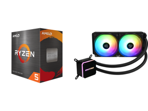 AMD Ryzen 5 5600X 3.7 GHz Socket AM4 100-100000065BOX Desktop Processor and Enermax LIQMAX III ARGB 240 Addressable RGB All-in-one CPU Liquid Cooler for AM4 / LGA1200 240mm Radiator Dual-Chamber Water Block ARGB Fan 5 Year Warranty AMD Ryzen 5 5600X 3.7 GHz Socket AM4 100-100000065BOX Desktop Processor and Enermax LIQMAX III ARGB 240 Addressable RGB All-in-one CPU Liquid Cooler for AM4 / LGA1200 240mm Radiator Dual-Chamber Water Block ARGB Fan 5 Year Warranty