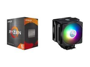 AMD Ryzen 5 5600X 3.7 GHz Socket AM4 100-100000065BOX Desktop Processor and Cooler Master MasterAir MA612 Stealth ARGB CPU Air Cooler 6 Heat Pipes Nickel Plated Base Aluminum Black Fins Push-Pull Dual SickleFlow Fans for AMD Ryzen/Intel 120 AMD Ryzen 5 5600X 3.7 GHz Socket AM4 100-100000065BOX Desktop Processor and Cooler Master MasterAir MA612 Stealth ARGB CPU Air Cooler 6 Heat Pipes Nickel Plated Base Aluminum Black Fins Push-Pull Dual SickleFlow Fans for AMD Ryzen/Intel 120