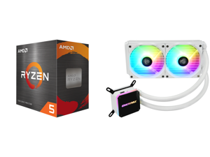 AMD Ryzen 5 5600X 3.7 GHz Socket AM4 100-100000065BOX Desktop Processor and Enermax LIQMAX III ARGB 240 for AM4 / LGA1200 240mm Radiator Dual-Chamber Water Block Addressable RGB All-in-one CPU White Liquid Cooler AMD Ryzen 5 5600X 3.7 GHz Socket AM4 100-100000065BOX Desktop Processor and Enermax LIQMAX III ARGB 240 for AM4 / LGA1200 240mm Radiator Dual-Chamber Water Block Addressable RGB All-in-one CPU White Liquid Cooler