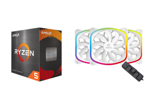 AMD Ryzen 5 5600X 3.7 GHz Socket AM4 100-100000065BOX Desktop Processor and Enermax SquA RGB PWM 120mm Case Fan Addressable RGB Sync Via Motherboard w/ RGB Control Box 3 Fan Pack - White UCSQARGB12P-WP3 AMD Ryzen 5 5600X 3.7 GHz Socket AM4 100-100000065BOX Desktop Processor and Enermax SquA RGB PWM 120mm Case Fan Addressable RGB Sync Via Motherboard w/ RGB Control Box 3 Fan Pack - White UCSQARGB12P-WP3