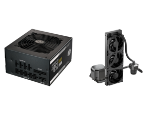Cooler Master MWE Gold 750 V2 Fully Modular 750W 80+ Gold Efficiency Quiet HDB Fan 2 EPS Connectors High Temperature Resilience 5 Year Warranty and CoolerMaster MasterLiquid ML360 SUB-ZERO Thermoelectric Cooling (TEC) AIO CPU Liquid Cooler Cooler Master MWE Gold 750 V2 Fully Modular 750W 80+ Gold Efficiency Quiet HDB Fan 2 EPS Connectors High Temperature Resilience 5 Year Warranty and CoolerMaster MasterLiquid ML360 SUB-ZERO Thermoelectric Cooling (TEC) AIO CPU Liquid Cooler