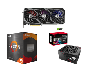 ASUS ROG Strix GeForce RTX 3090 24GB GDDR6X PCI Express 4.0 x16 SLI Support Video Card ROG-STRIX-RTX3090-O24G-GAMING and AMD Ryzen 9 5950X Vermeer 16-Core 3.4 GHz Socket AM4 105W 100-100000059WOF Desktop Processor and ASUS ROG STRIX 1000W G ASUS ROG Strix GeForce RTX 3090 24GB GDDR6X PCI Express 4.0 x16 SLI Support Video Card ROG-STRIX-RTX3090-O24G-GAMING and AMD Ryzen 9 5950X Vermeer 16-Core 3.4 GHz Socket AM4 105W 100-100000059WOF Desktop Processor and ASUS ROG STRIX 1000W G