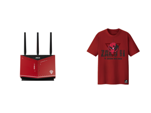 ASUS RT-AX86U AX5700 Dual Band + WiFi 6 Gaming Router ZAKU II EDITION 802.11ax up to 2500 sq ft 35+ Devices NVIDIA GeForce Now Lifetime Free Internet Security Mesh WiFi Support 2.5G port and ASUS ROG T-Shirt ZAKU II EDITION Limited Edition ASUS RT-AX86U AX5700 Dual Band + WiFi 6 Gaming Router ZAKU II EDITION 802.11ax up to 2500 sq ft 35+ Devices NVIDIA GeForce Now Lifetime Free Internet Security Mesh WiFi Support 2.5G port and ASUS ROG T-Shirt ZAKU II EDITION Limited Edition